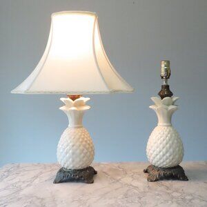 Hollywood Regency Vintage Ceramic Pineapple Lamps  Pair
